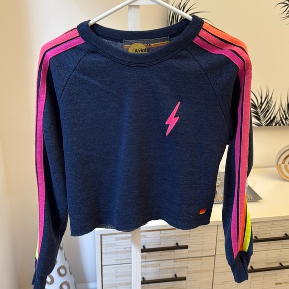 Aviator Nation Tops - Aviator Nation Bolt Stripe Crop Sweatshirt